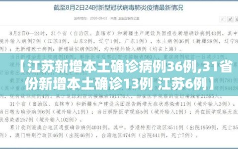 【江苏新增本土确诊病例36例,31省份新增本土确诊13例 江苏6例】
