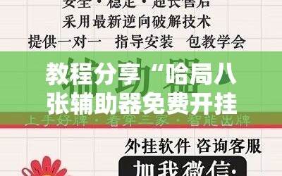 教程分享“哈局八张辅助器免费开挂”科技辅助神器手机版