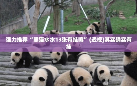 强力推荐“熊猫水水13张有挂嘛”(透视)其实确实有挂