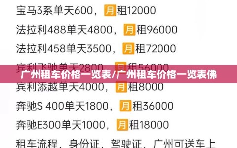 广州租车价格一览表/广州租车价格一览表佛