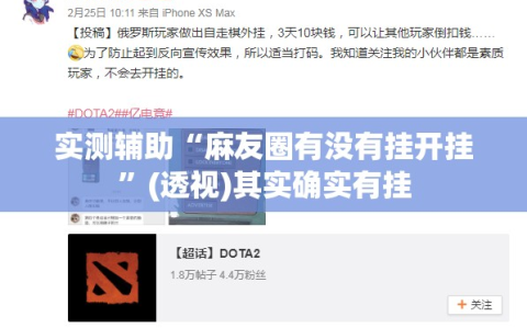 实测辅助“麻友圈有没有挂开挂”(透视)其实确实有挂