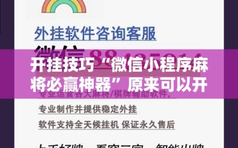 开挂技巧“微信小程序麻将必赢神器”原来可以开挂
