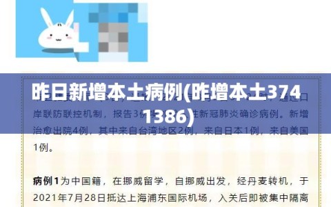 昨日新增本土病例(昨增本土374 1386)