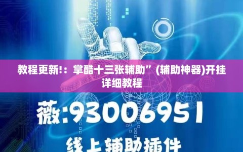 教程更新!：掌酷十三张辅助”(辅助神器)开挂详细教程