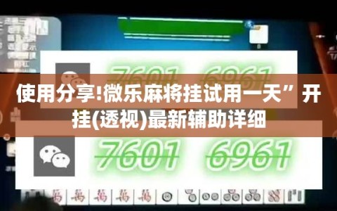 使用分享!微乐麻将挂试用一天”开挂(透视)最新辅助详细