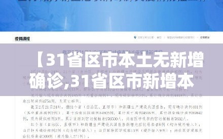 【31省区市本土无新增确诊,31省区市新增本土无症状80例】