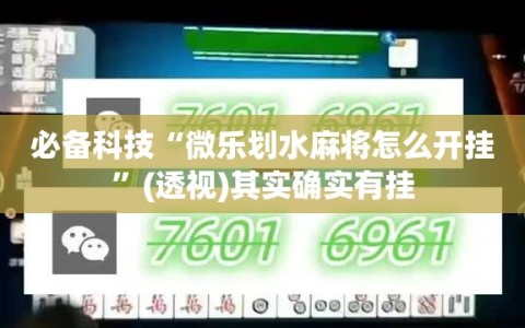 必备科技“微乐划水麻将怎么开挂”(透视)其实确实有挂