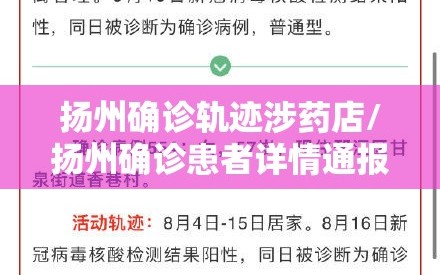 扬州确诊轨迹涉药店/扬州确诊患者详情通报