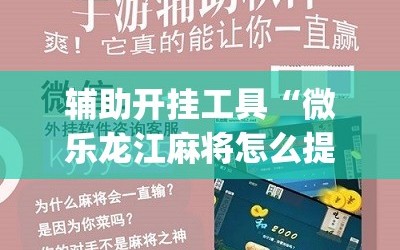 辅助开挂工具“微乐龙江麻将怎么提高胜率”(辅助神器)开挂详细教程
