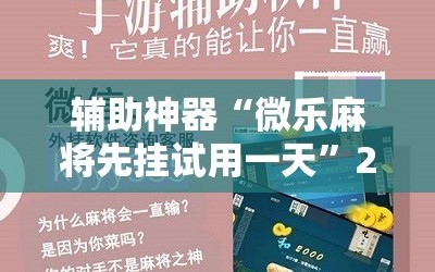 辅助神器“微乐麻将先挂试用一天”2026开挂教程步骤
