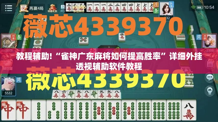 教程辅助!“雀神广东麻将如何提高胜率”详细外挂透视辅助软件教程