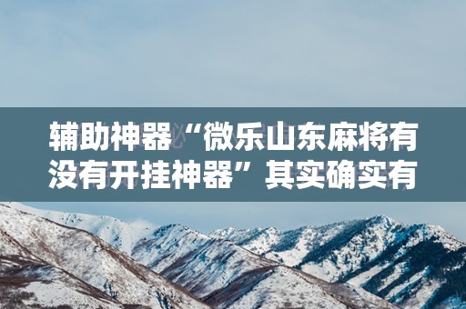 辅助神器“微乐山东麻将有没有开挂神器”其实确实有挂