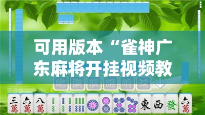可用版本“雀神广东麻将开挂视频教程”2026开挂教程步骤