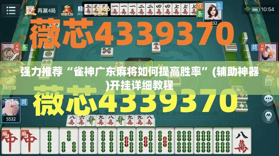 强力推荐“雀神广东麻将如何提高胜率”(辅助神器)开挂详细教程
