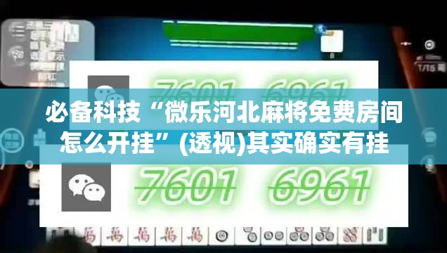 必备科技“微乐河北麻将免费房间怎么开挂”(透视)其实确实有挂