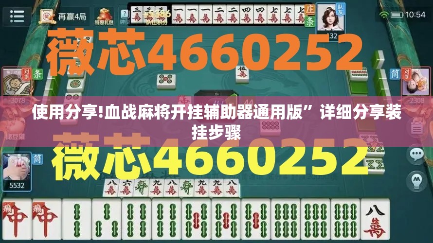 使用分享!血战麻将开挂辅助器通用版”详细分享装挂步骤