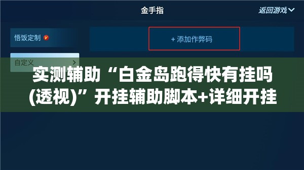 实测辅助“白金岛跑得快有挂吗(透视)”开挂辅助脚本+详细开挂安装教程