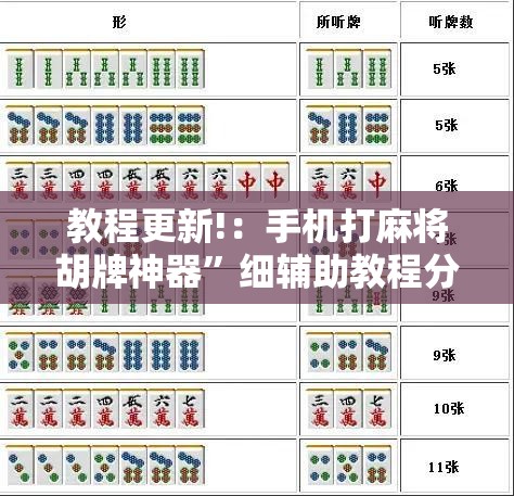 教程更新!：手机打麻将胡牌神器	”细辅助教程分享